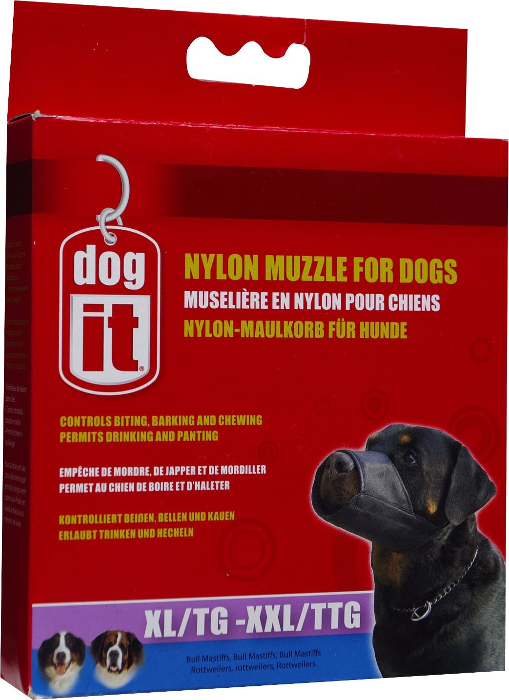 Dogit Nylon Dog Muzzle 24cm XL/XXL – box front