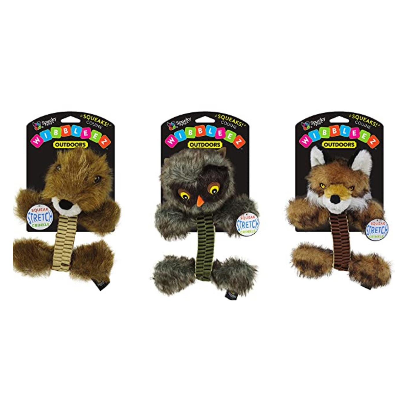 Spunky Pup Dog Toy Wibbleez Outdoors Fox Owl Bear