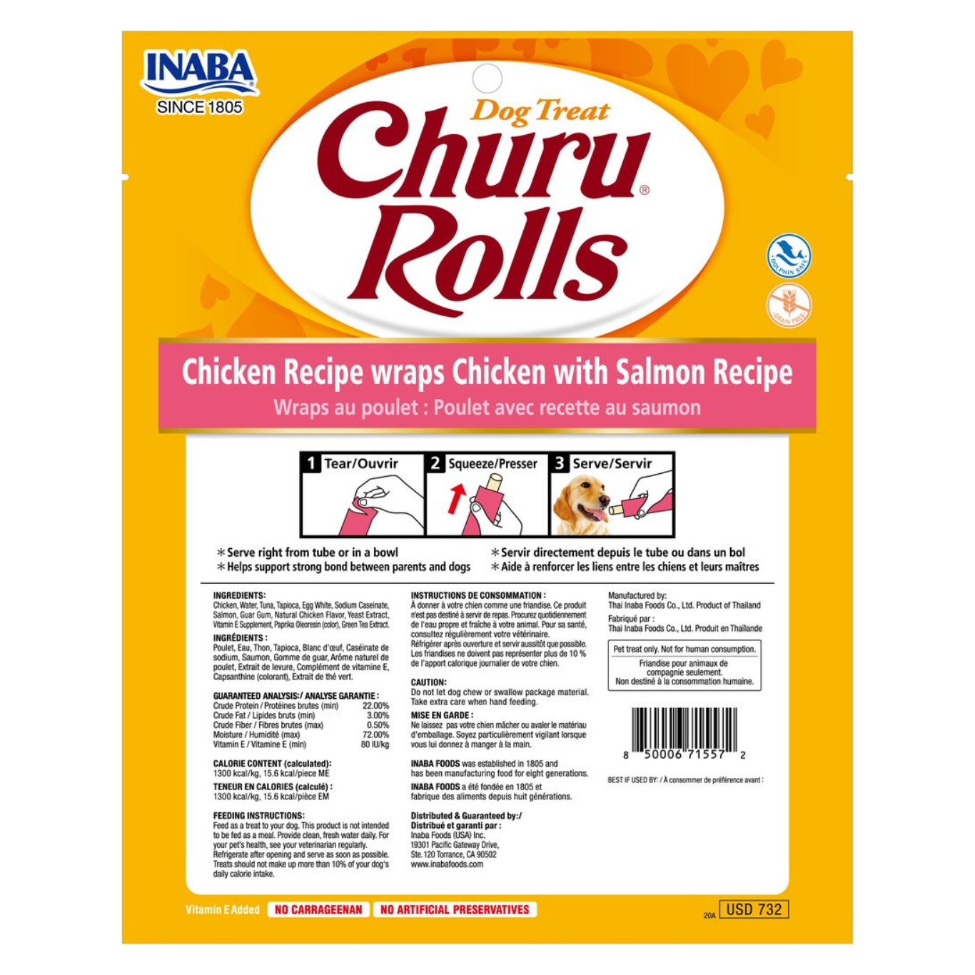 Inaba Dog Treat Churu Rolls Chicken Wraps with Salmon 02