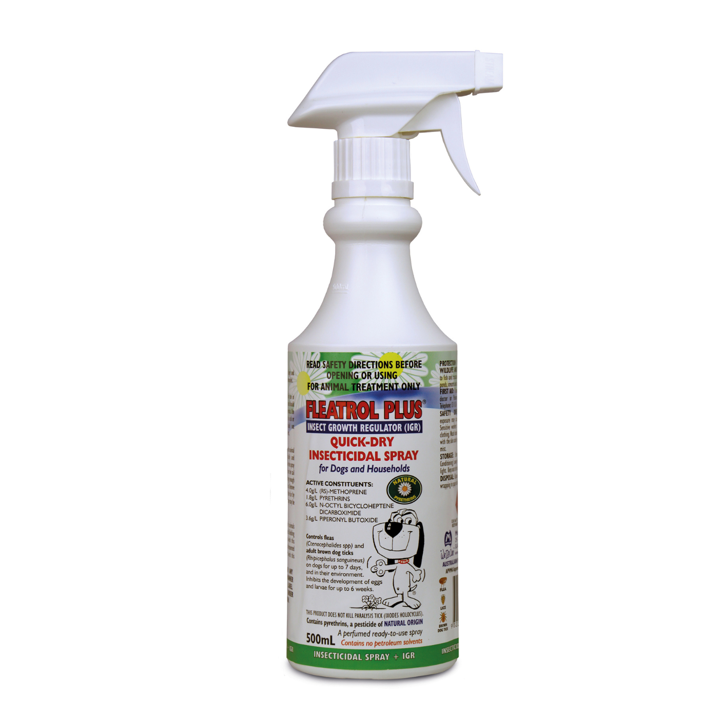 Fido's Fleatrol + I.G.R Quick Dry Insecticidal Spray for Cats, Dogs & Households 500ml