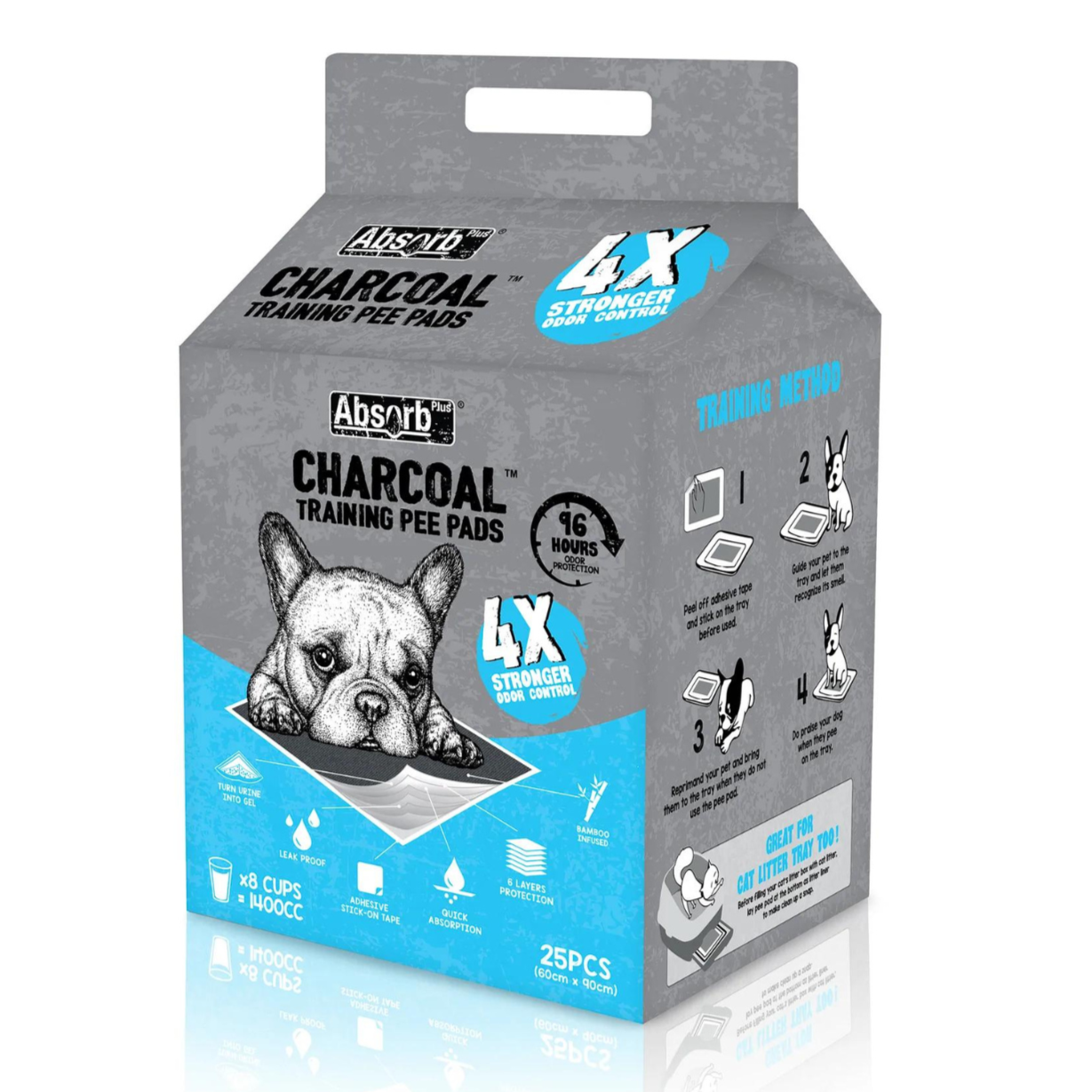 Absorb Plus Charcoal Training Pee Pads 90 X 60cm 25 Sheets