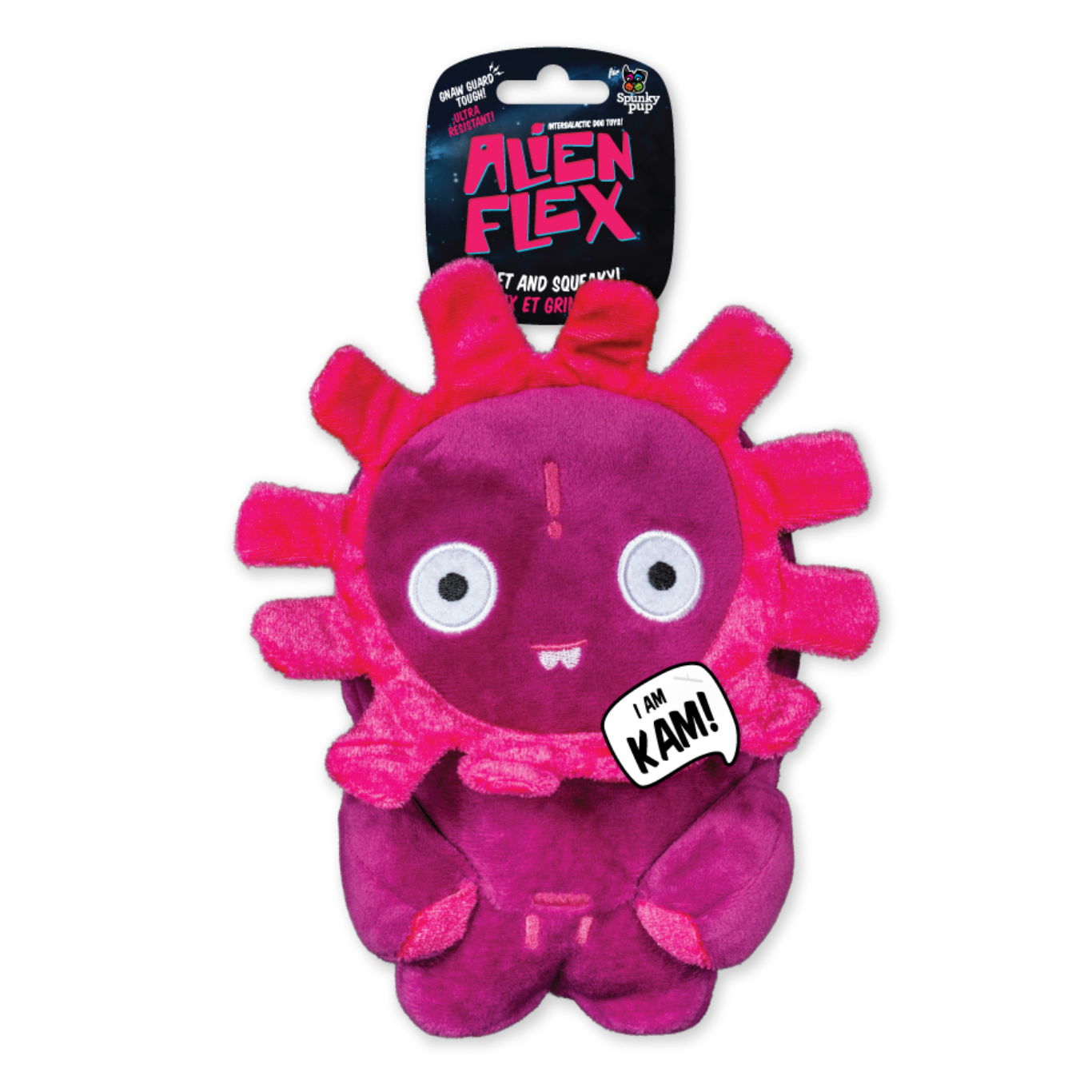 Spunky Pup Dog Toy Alien Flex Plush Kam