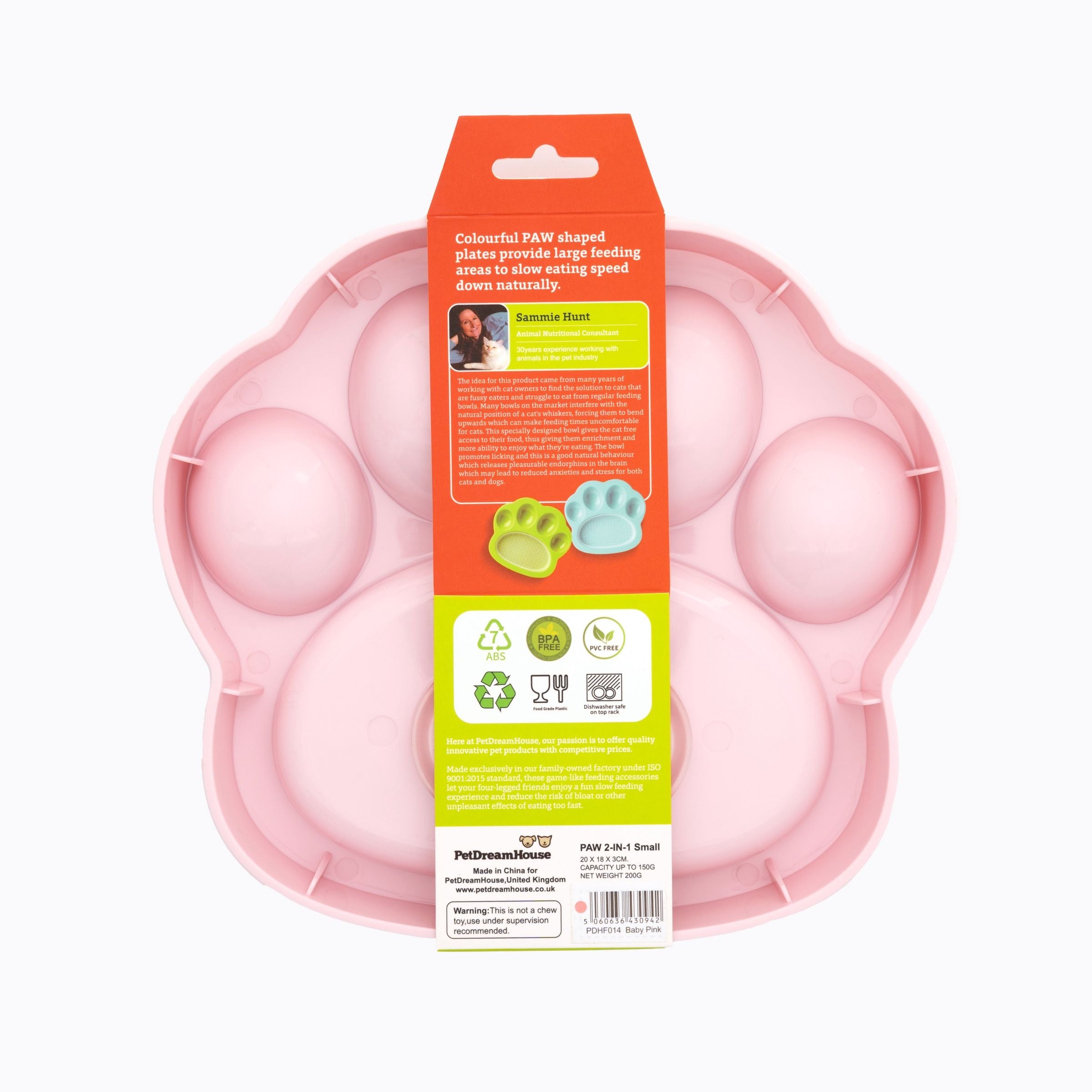 Pet DreamHouse PAW 2-in-1 Slow Mini Slow Feeder & Lick Pad