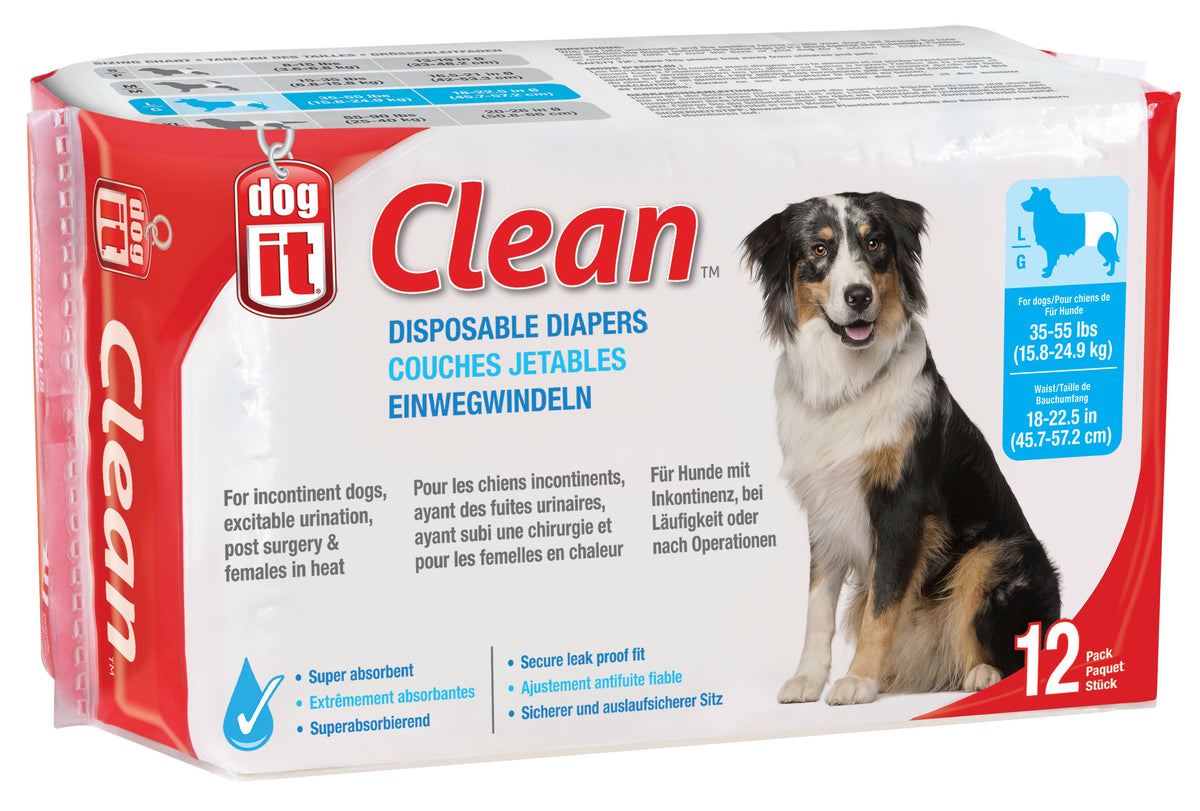 Dogit Clean Disposable Diapers for Dogs Large 12-pack – box front