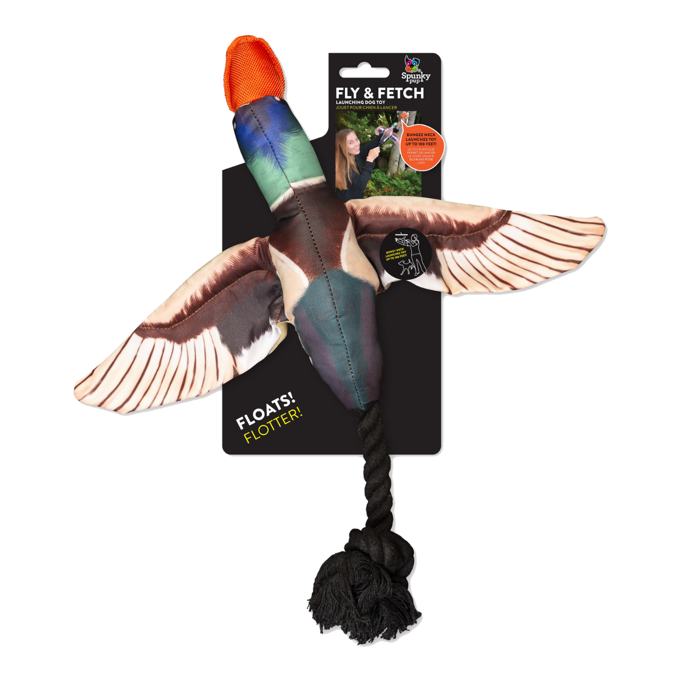 Spunky Pup Dog Toy Fly & Fetch Duck