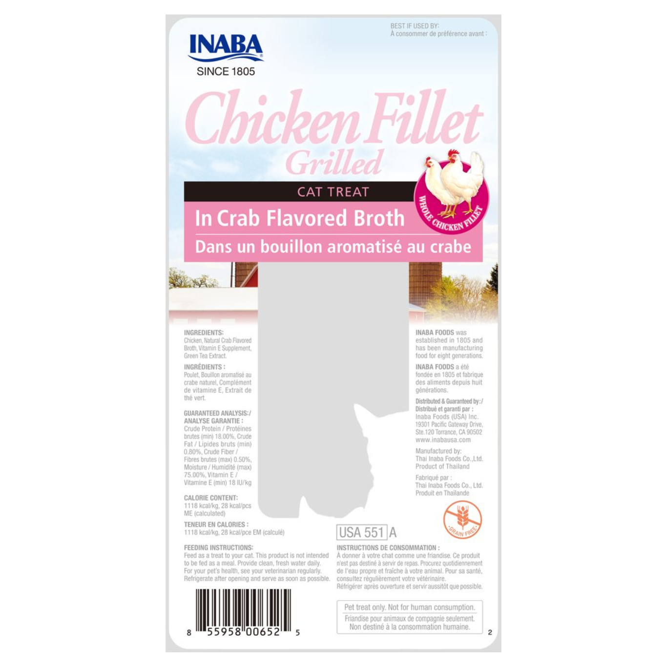 Inaba Cat Treat Grilled Chicken Fillet In Crab Broth 02