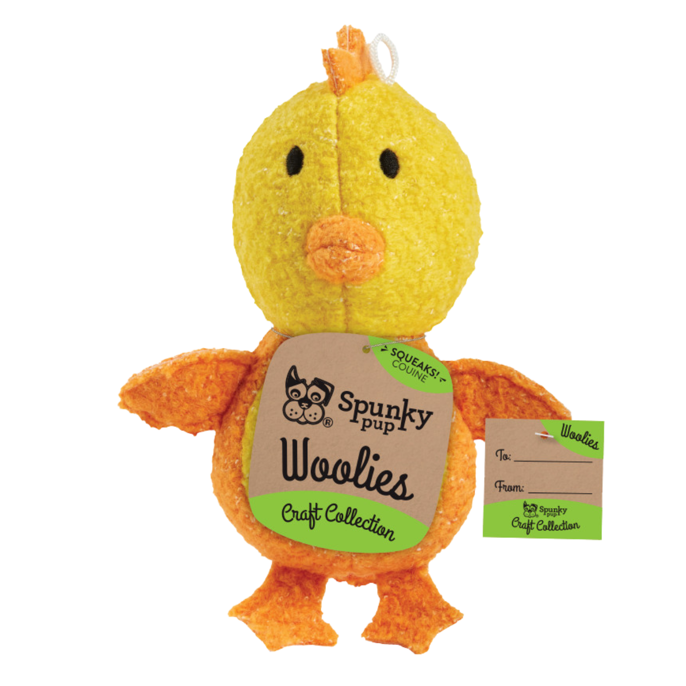Spunky Pup Dog Toy Woolies Organic Squeak Chicken