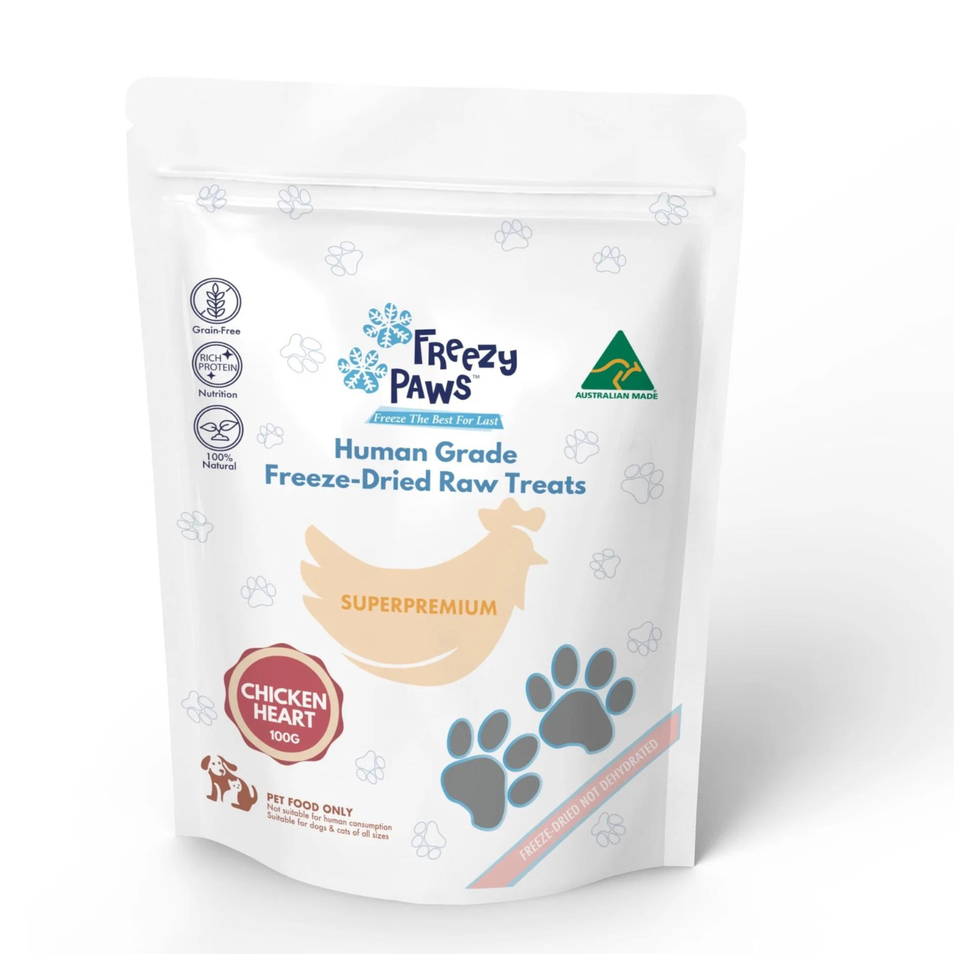 Freezy Paws Freeze Dried Chicken Heart Pet Treats for Cats Dogs