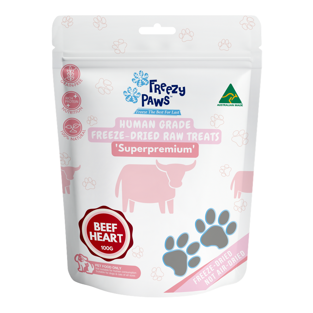 Freezy Paws Freeze Dried Beef Heart 100g – front of pack