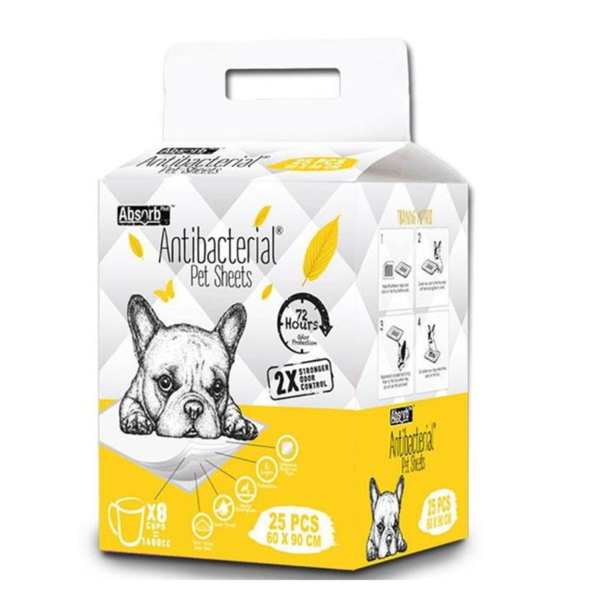 Absorb Plus Antibacterial Training Pee Pads 90 X 60cm 25 Sheets