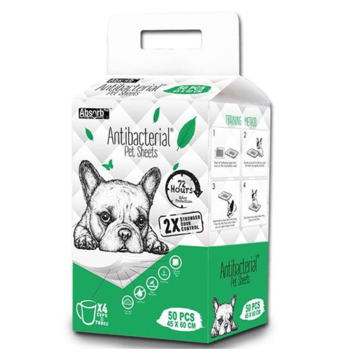 Absorb Plus Antibacterial Training Pee Pads 60 X 45cm 50 Sheets