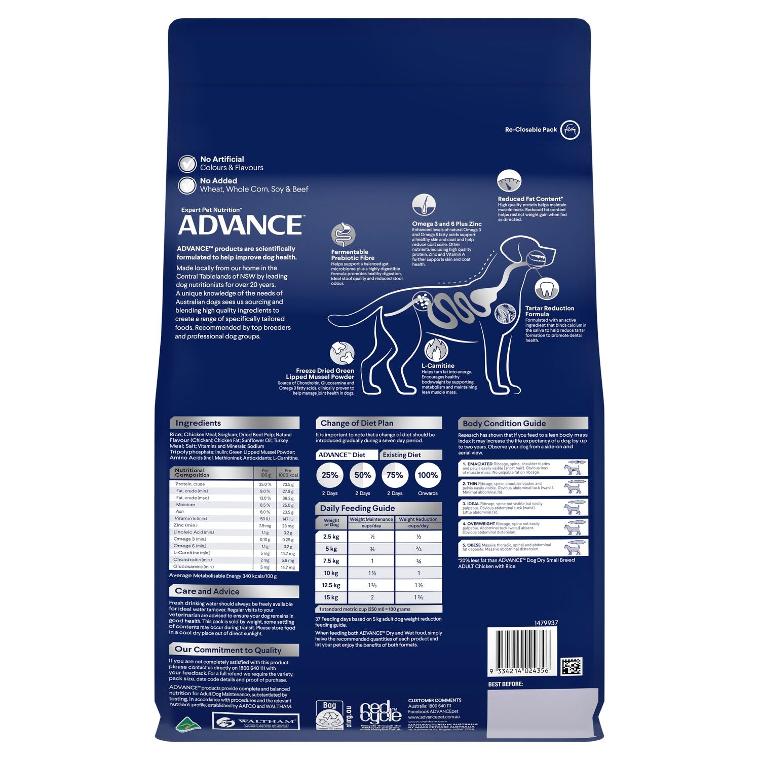 ADVANCE Healthy Weight Small Adult Dry Dog Food Chicken with Rice