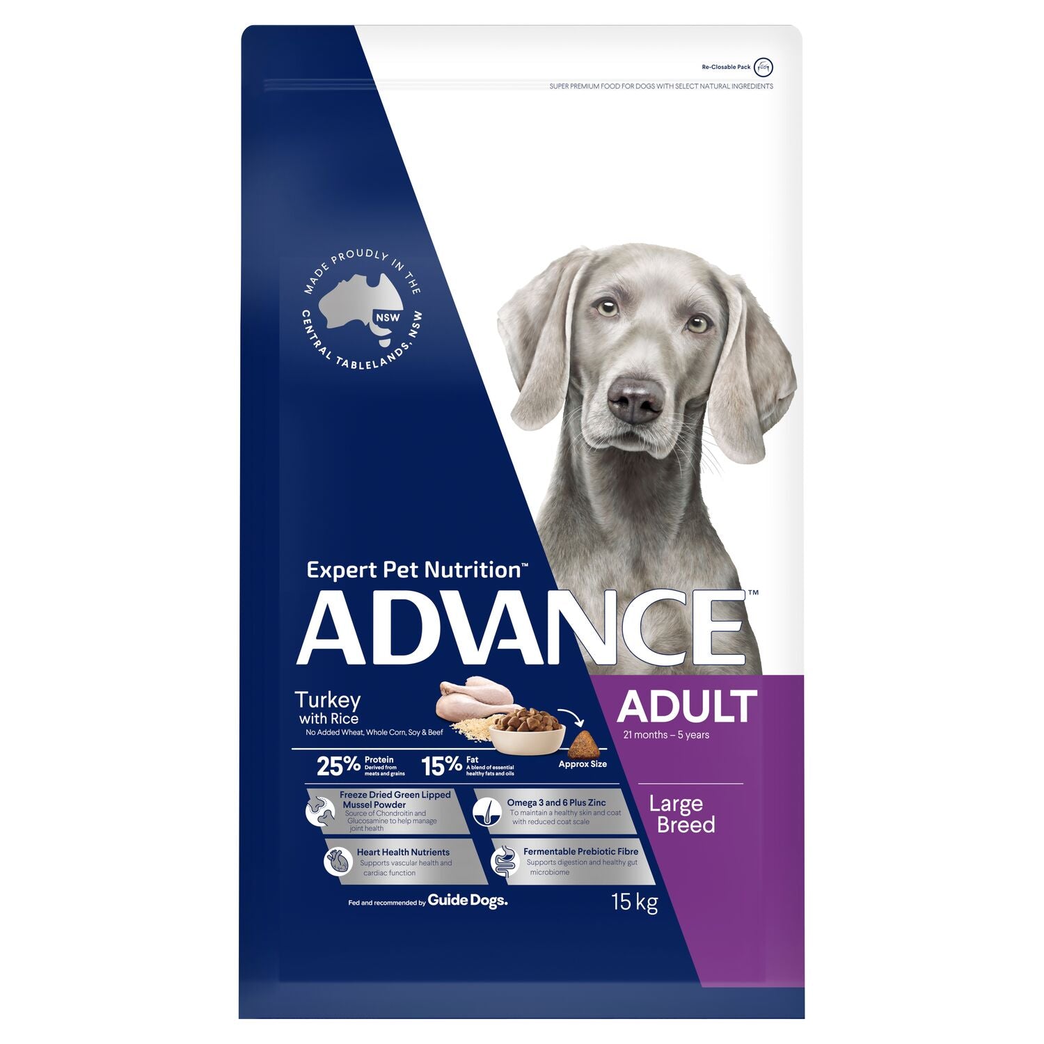 ADVANCE Large Adult Dry Dog Food Turkey with Rice
