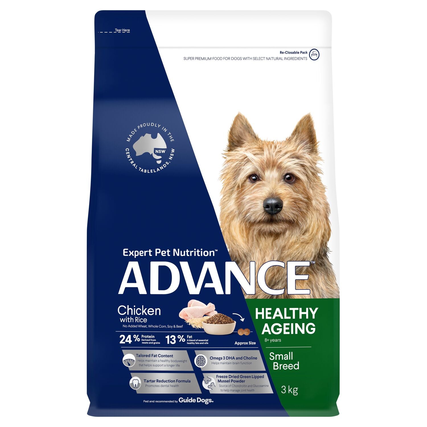 ADVANCE Small Healthy Ageing Dry Dog Food Chicken with Rice