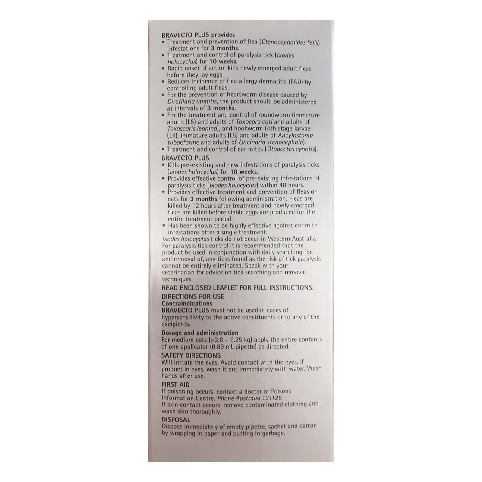 Bravecto Cat Plus Blue 2.8-6.25kg