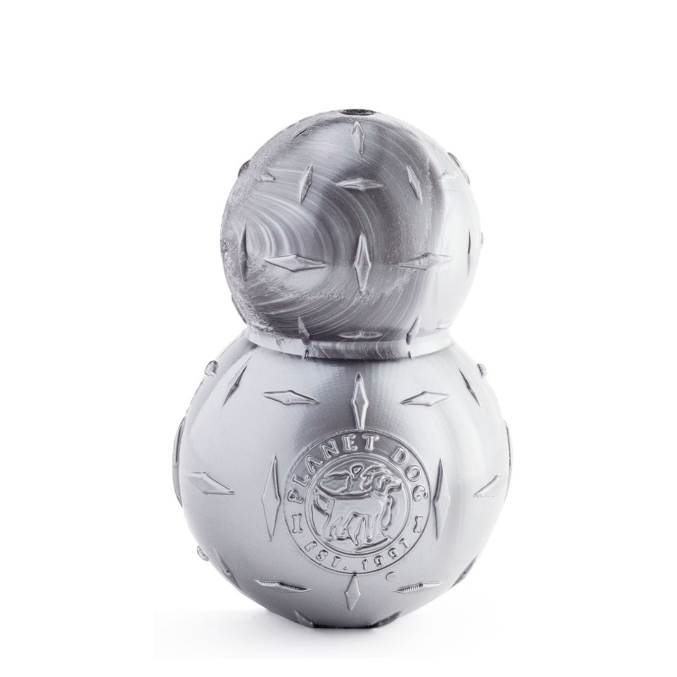 Planet Dog Orbee-Tuff Diamond Plate Double Tuff Treat-Dispensing Dog Toy Grey