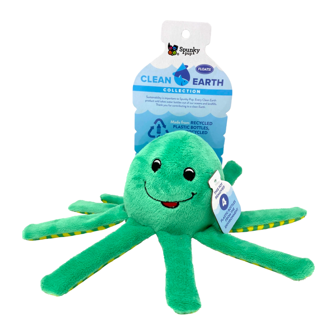 Spunky Pup Dog Toy Clean Earth Recycled Plush Octopus