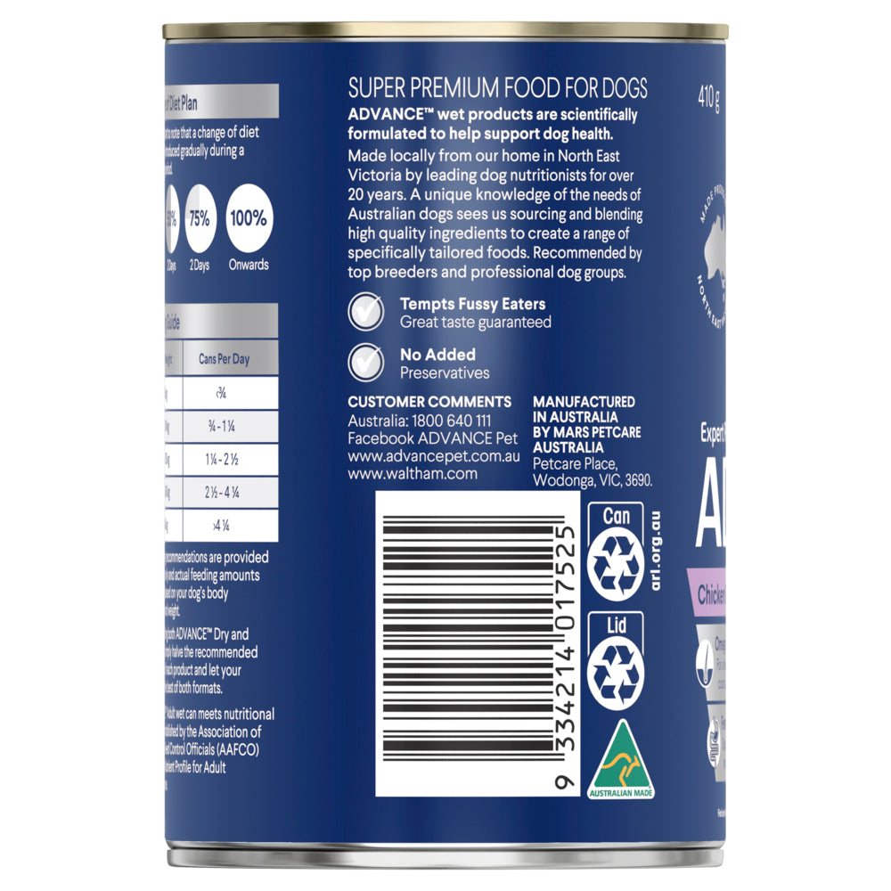 ADVANCE Adult Wet Dog Food Chicken & Turkey with Rice 410g/700g 04