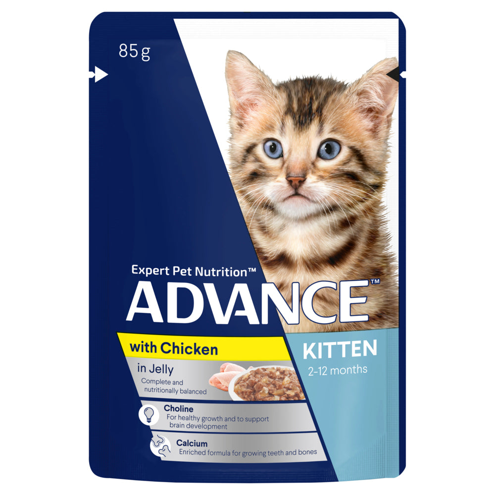 ADVANCE Kitten Wet Cat Food Chicken In Jelly 12x85g Pouches 08