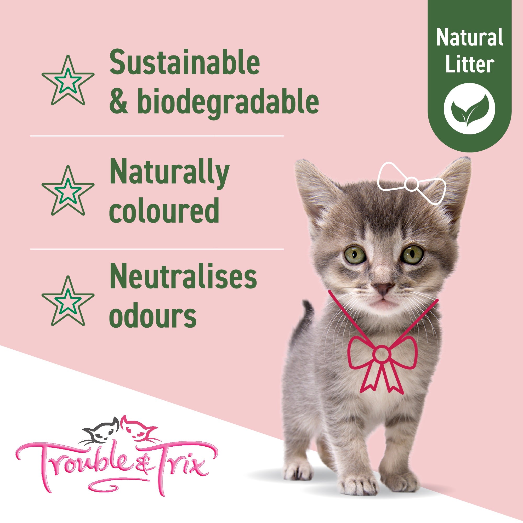 Trouble and Trix Plant Extract Natural Clumping Cat Litter Cherry Blossom