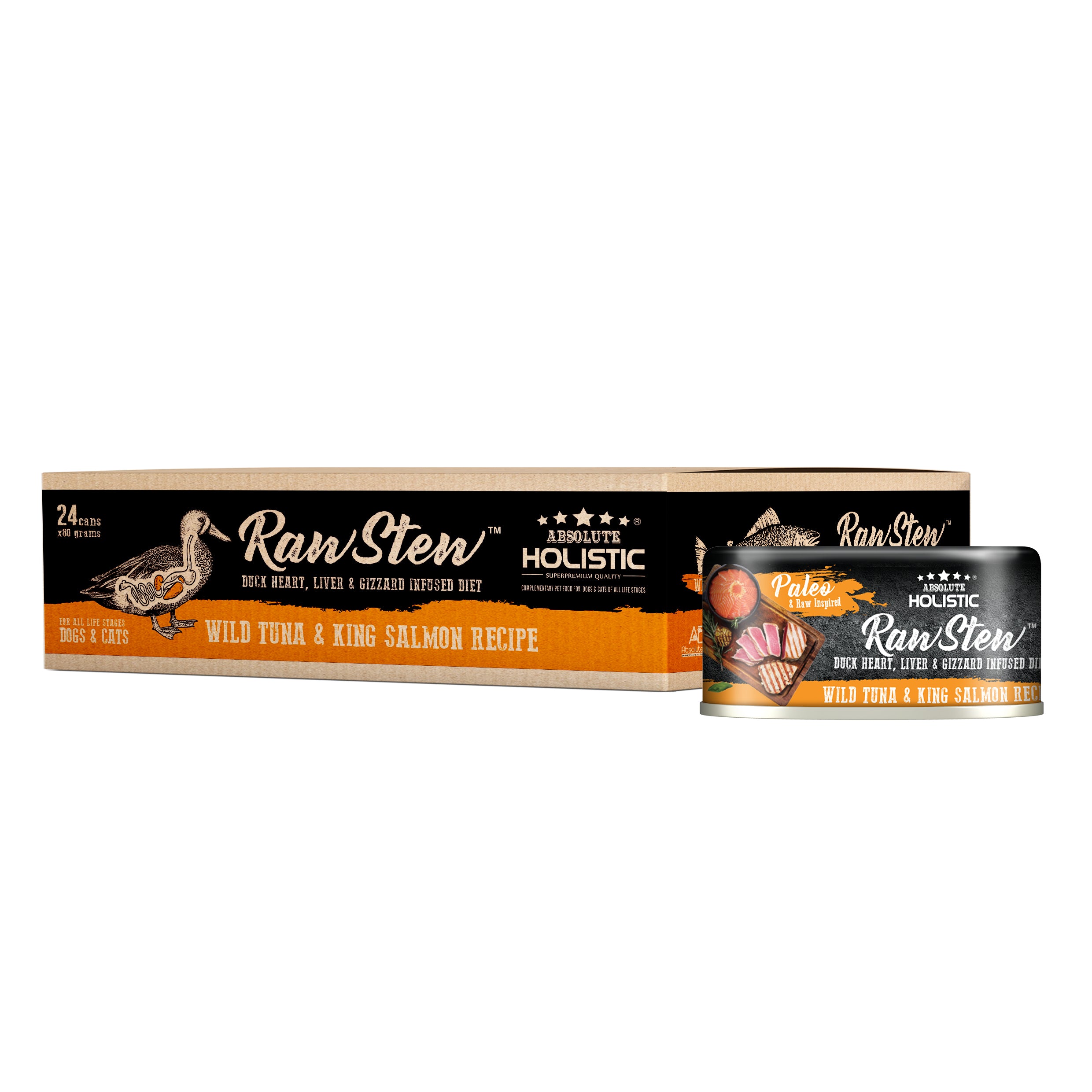 Absolute Holistic Raw Stew Cat Food Tuna & Quail Egg 80g x 24