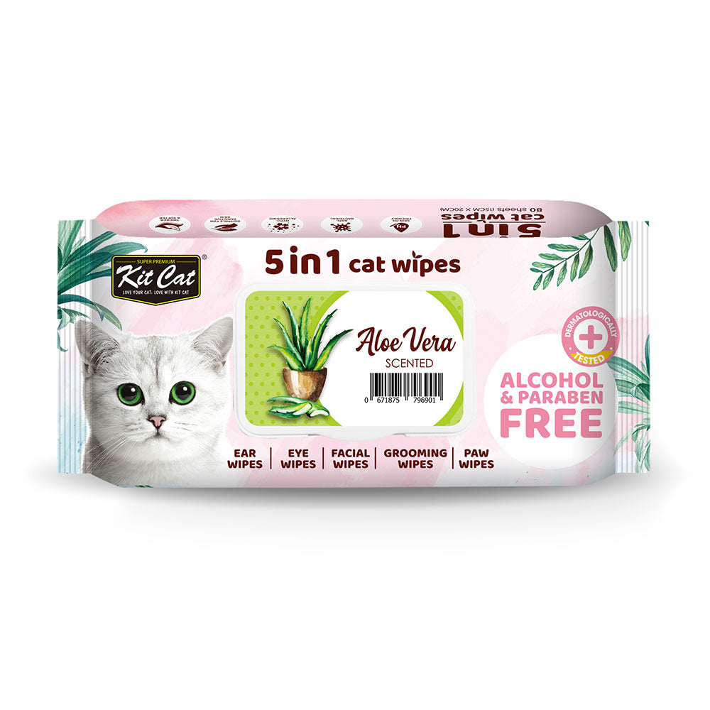 Kit Cat 5-in-1 Anti Bacterial Cat Wipes - 20 X15cm 80 Sheets