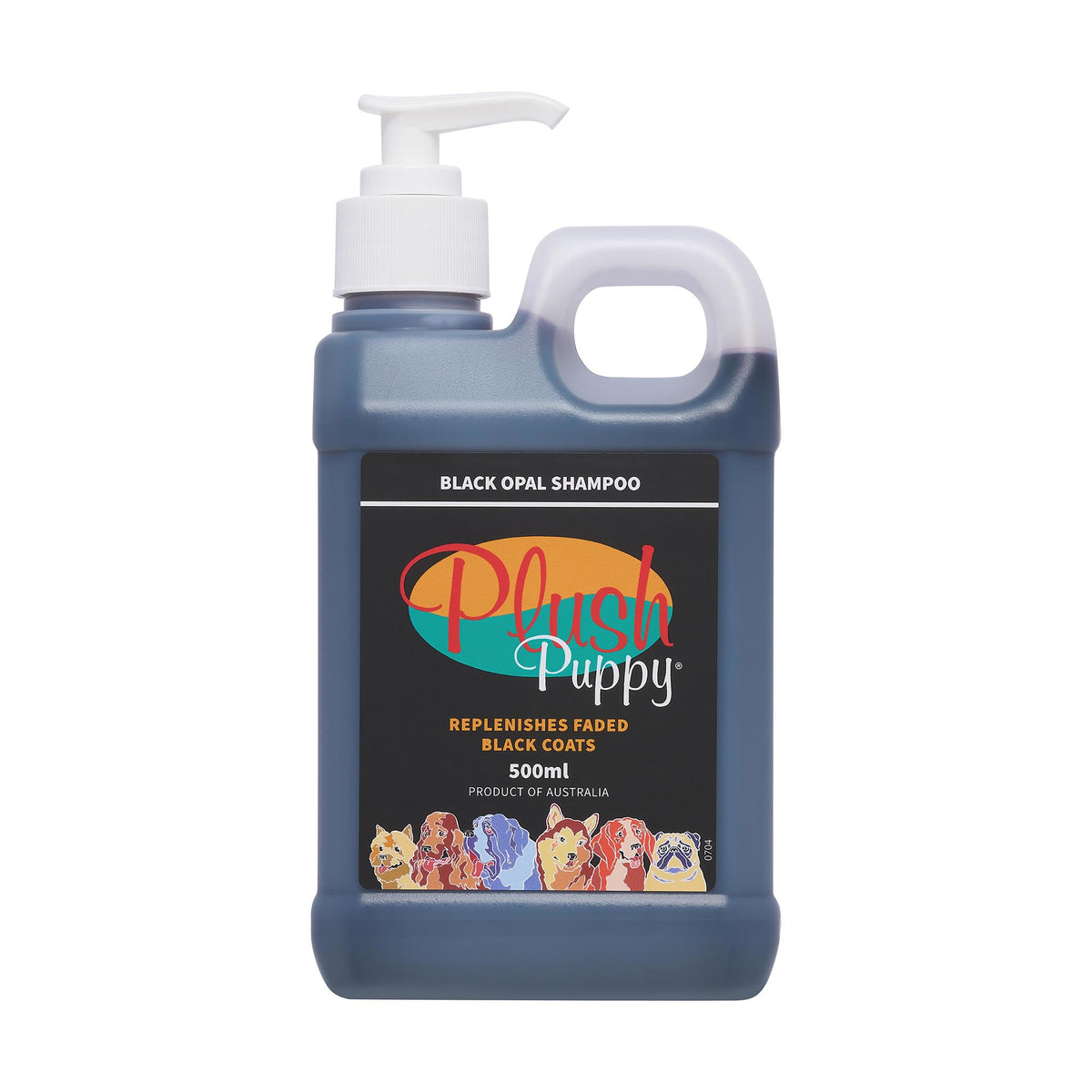 Plush Puppy Black Opal Shampoo 500ml – front of pump bottle