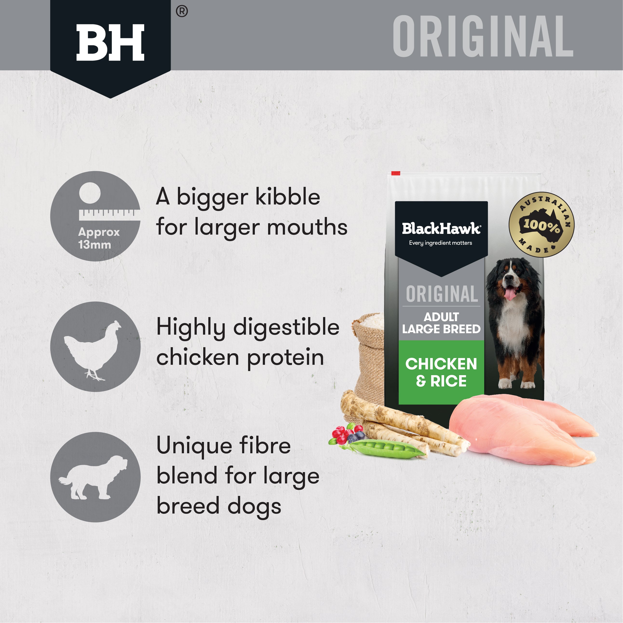 Black Hawk Dry Dog Food Original Adult Large Breed Chicken & Rice 02