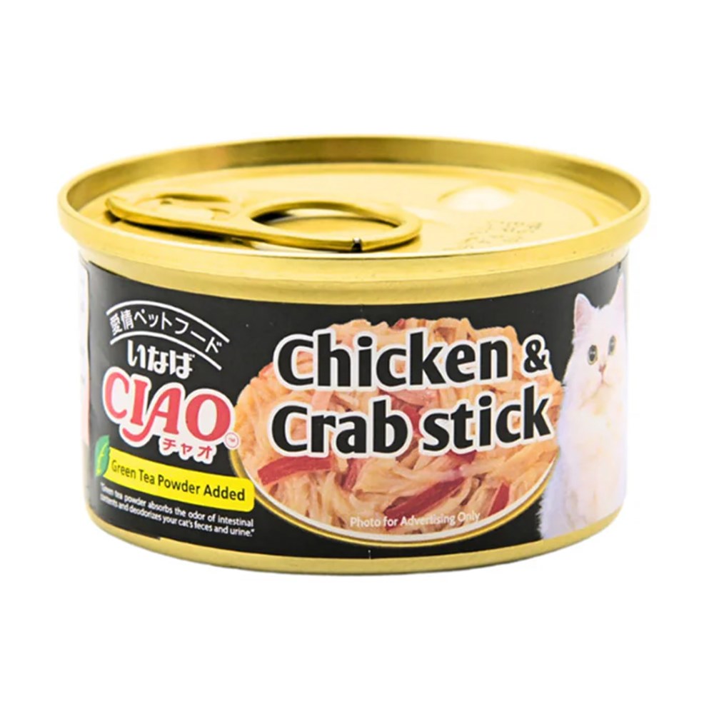 Ciao Chicken & Crab Stick (Kamaboko) cat treat can – front of can