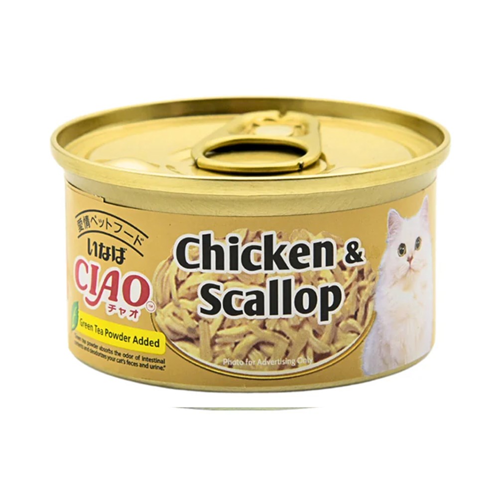 Ciao Chicken & Scallop cat treat can – front of can