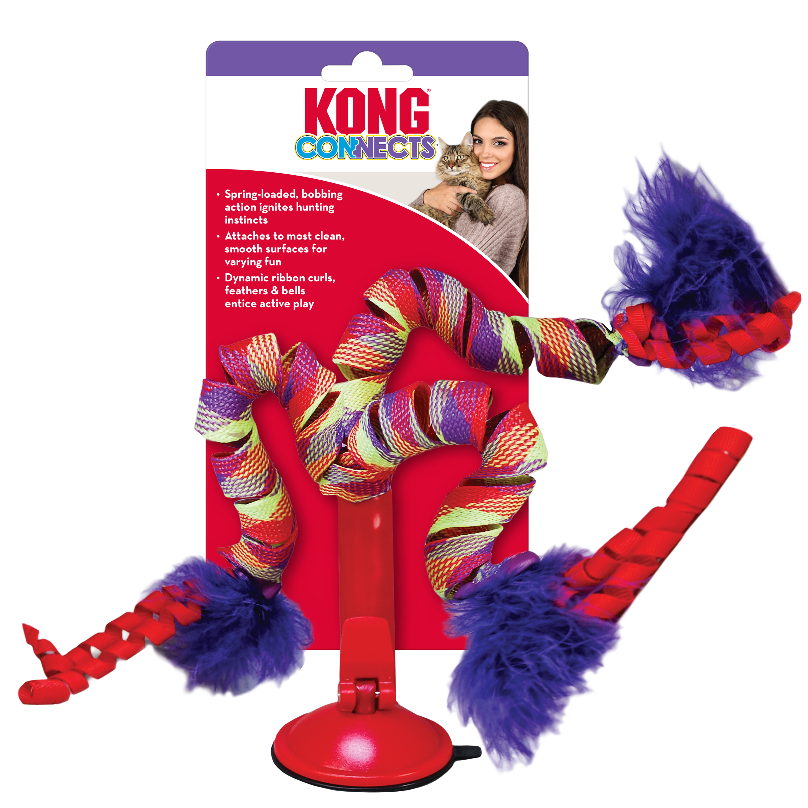 KONG Cat Toys Connects Curlz Red