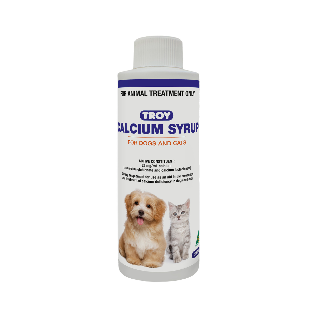 Troy Calcium Syrup 250ml bottle – front