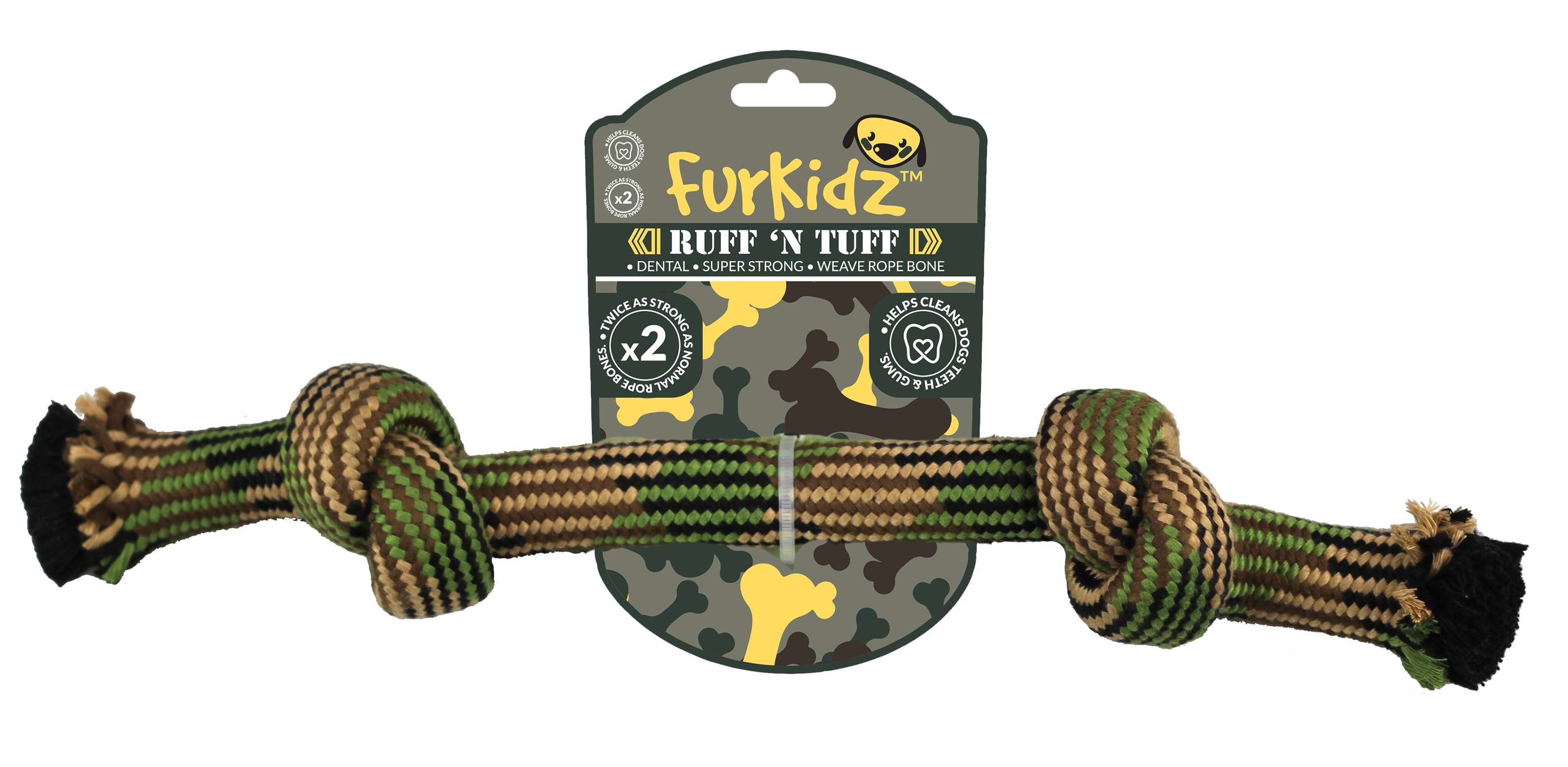 FurKidz Dog Toys Ruff'n Tuff 2 Knot Weave Rope