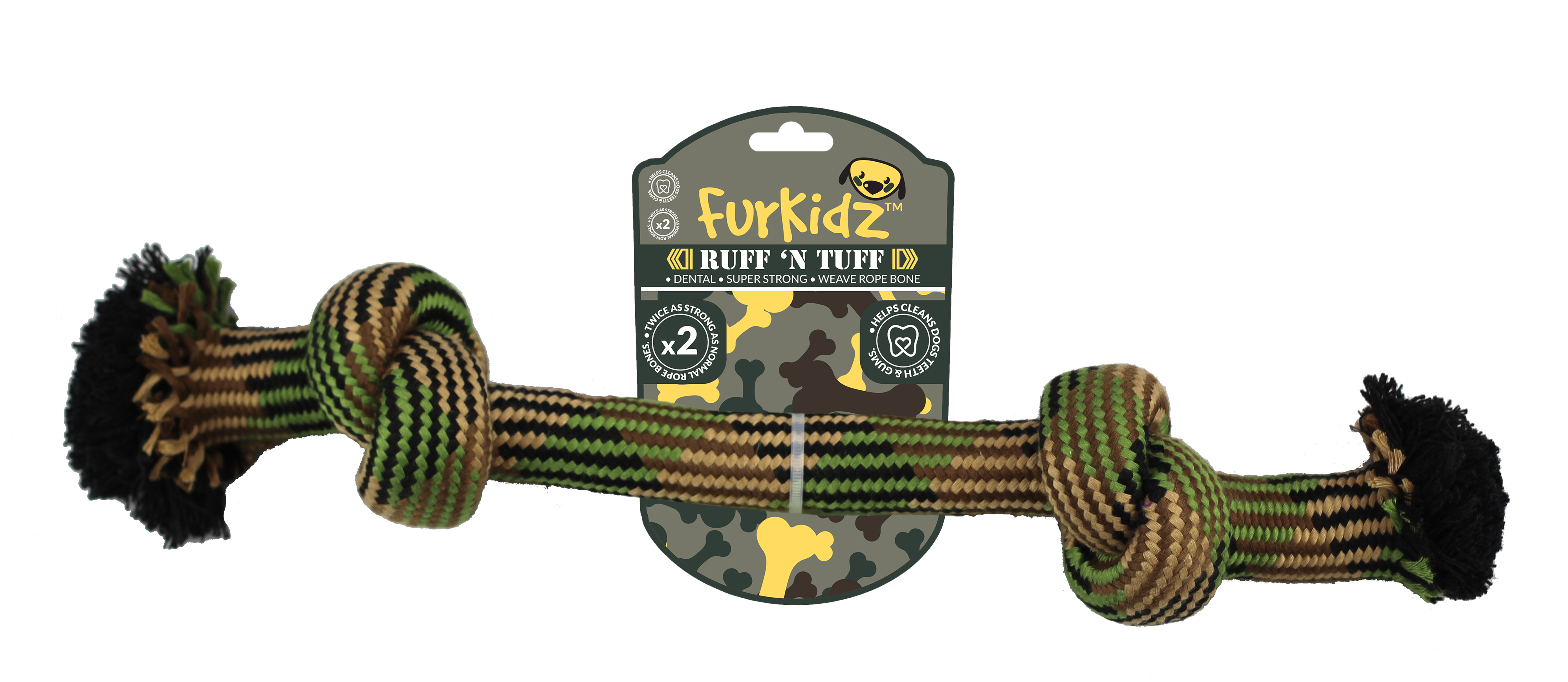 FurKidz Dog Toys Ruff'n Tuff 2 Knot Weave Rope