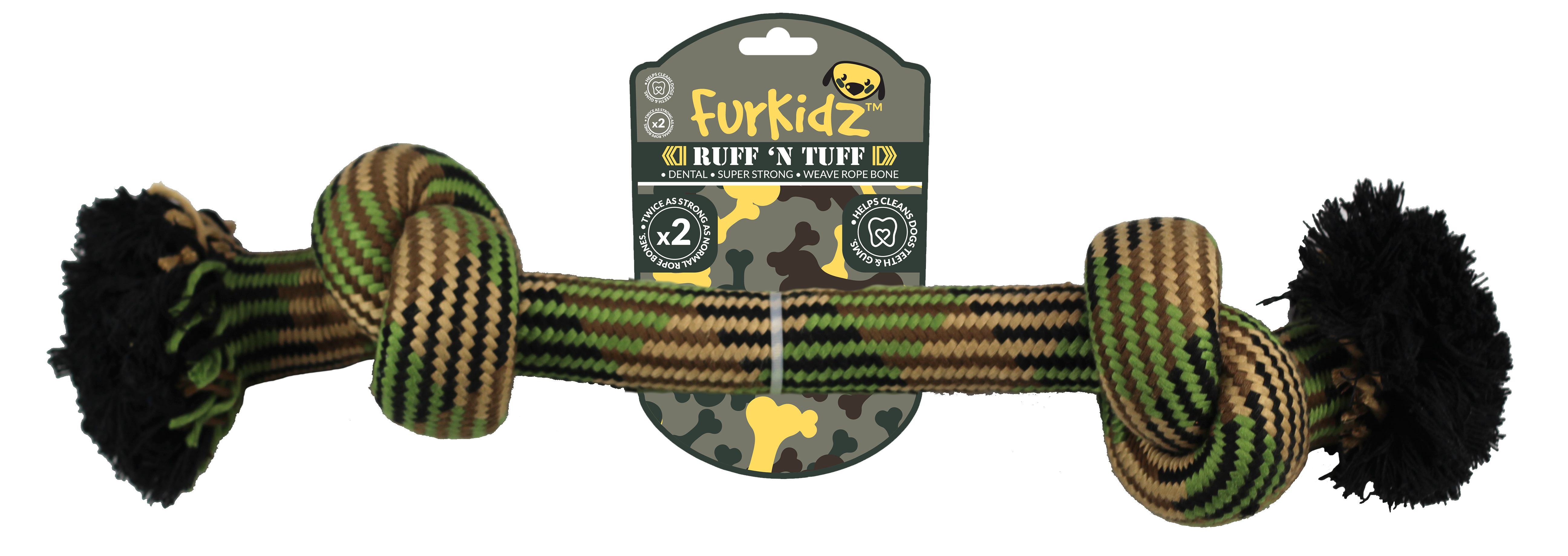 FurKidz Dog Toys Ruff'n Tuff 2 Knot Weave Rope