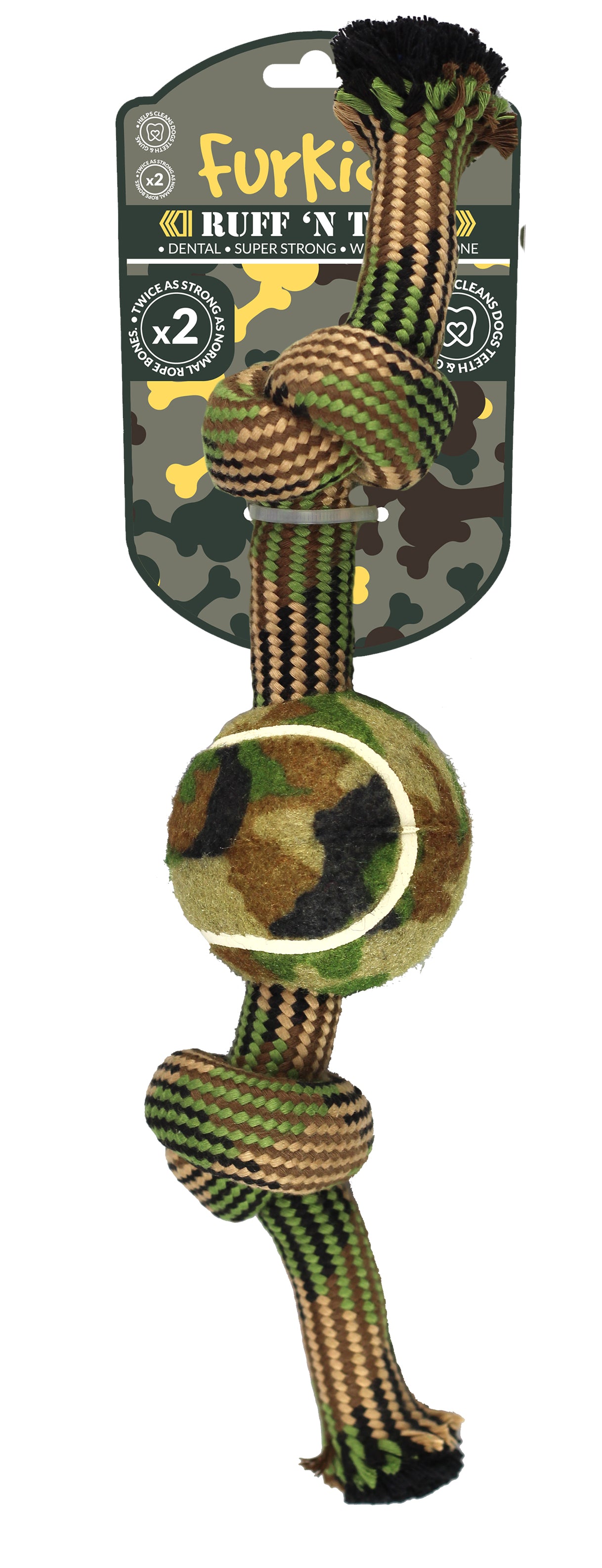 FurKidz Dog Toys Ruff'n Tuff 2 Knot Weave with Ball