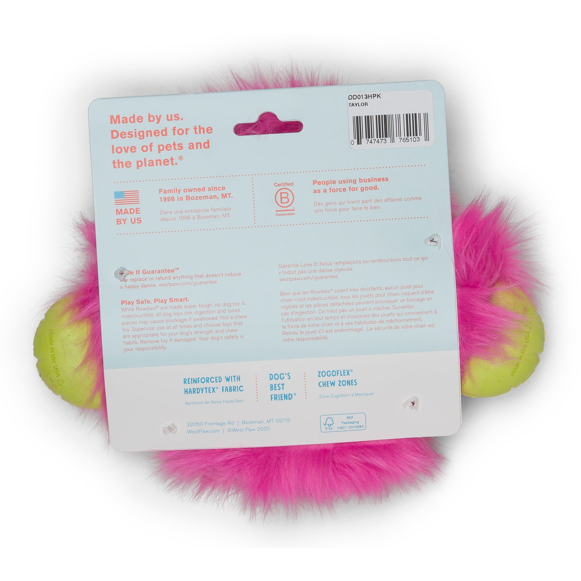 West Paw Rowdie Tough Plush Dog Toys Taylor