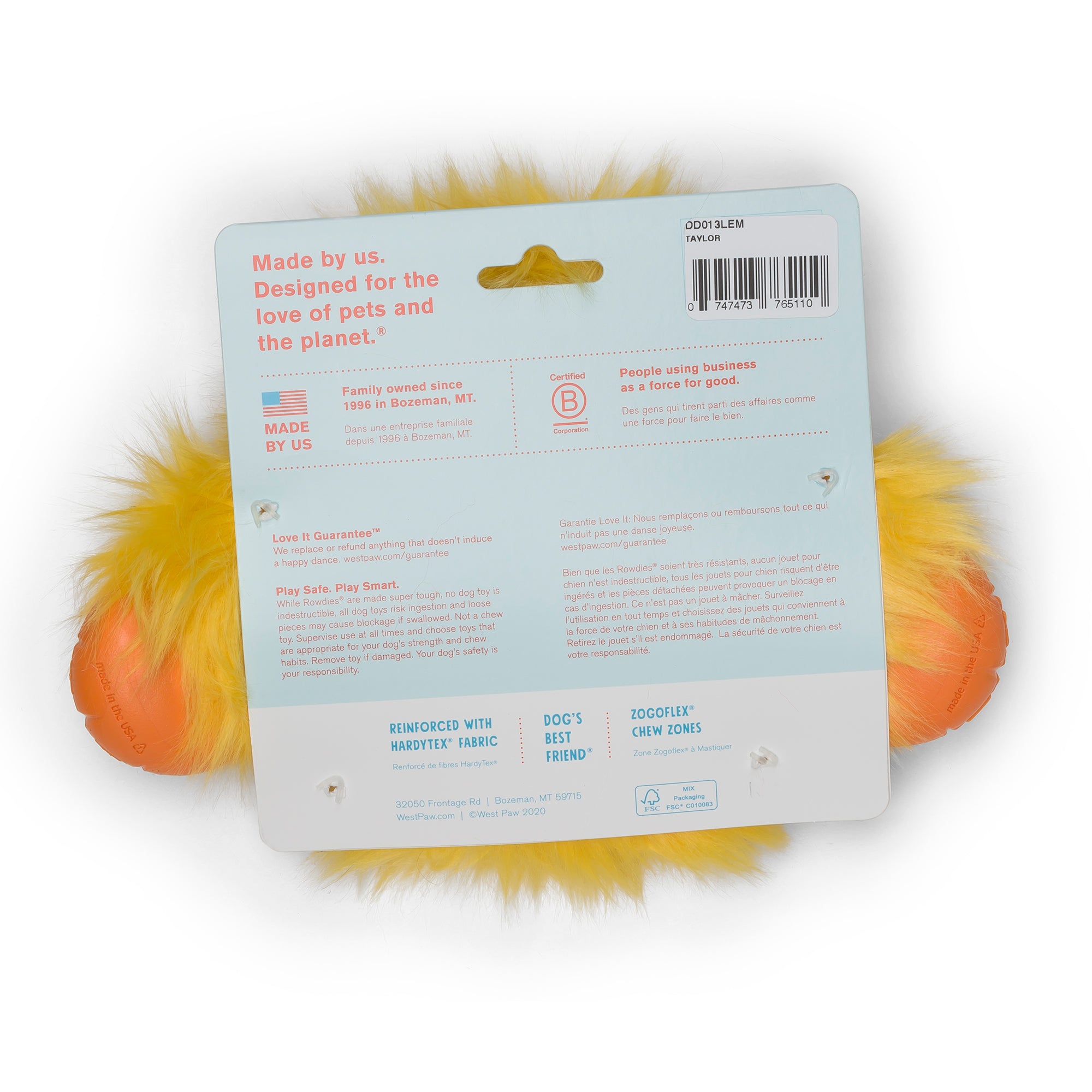 West Paw Rowdie Tough Plush Dog Toys Taylor