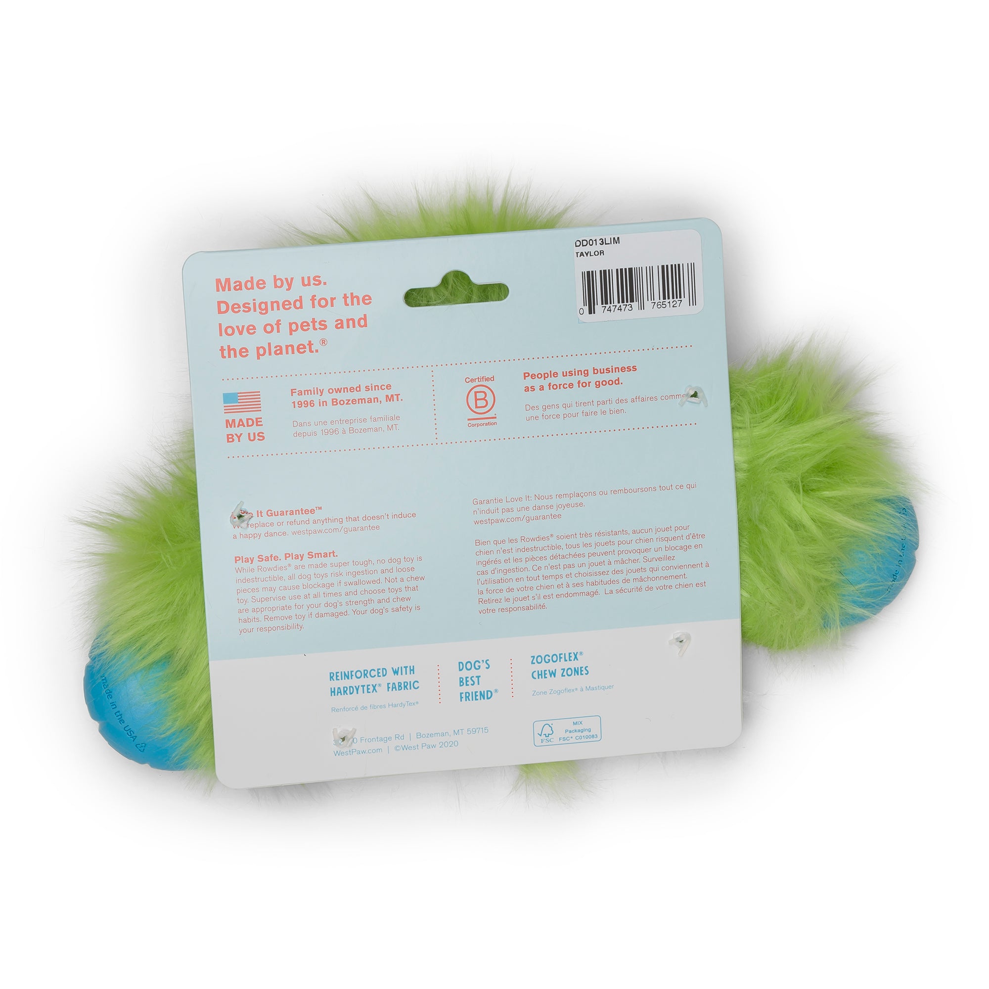 West Paw Rowdie Tough Plush Dog Toys Taylor