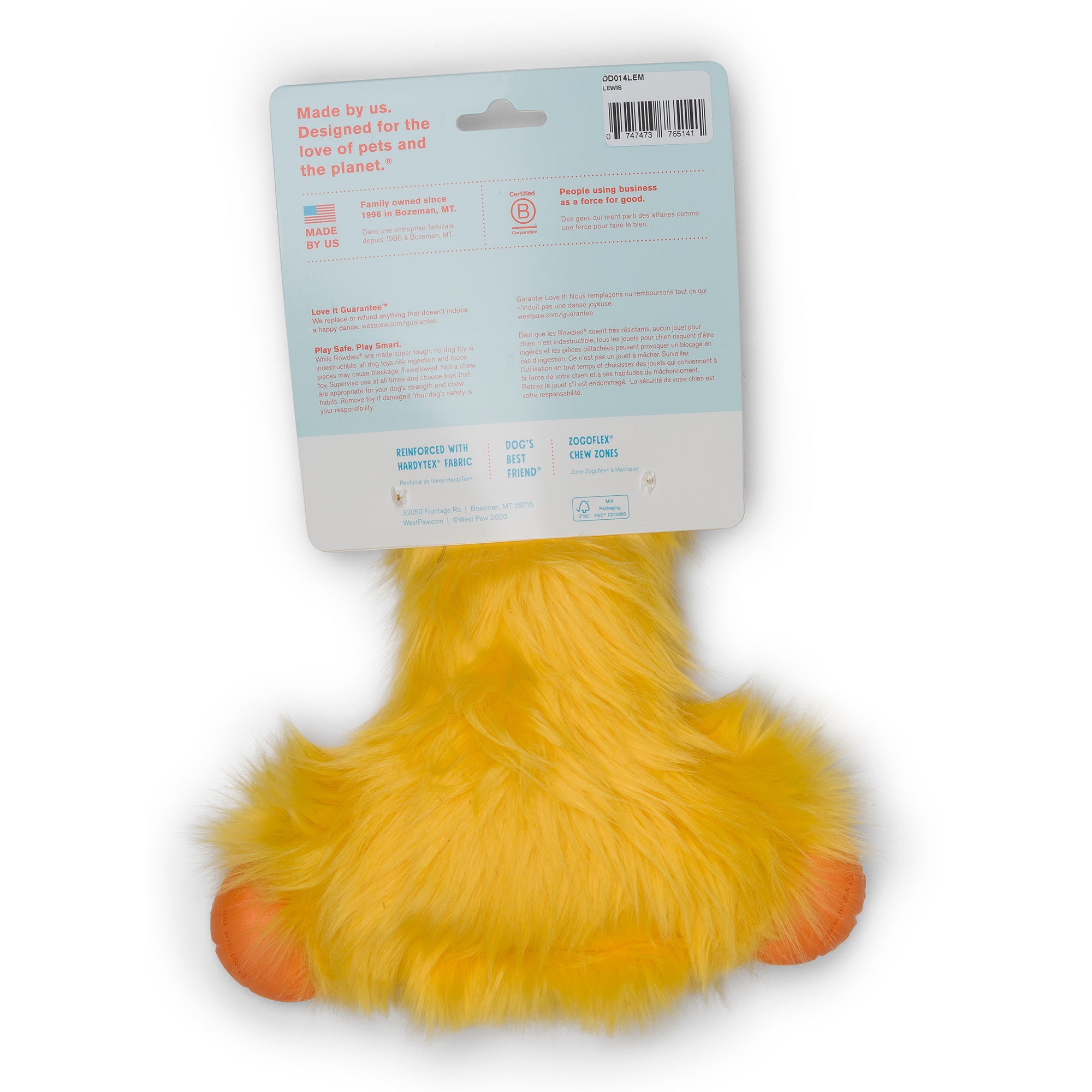 West Paw Rowdie Tough Plush Dog Toys Lewis