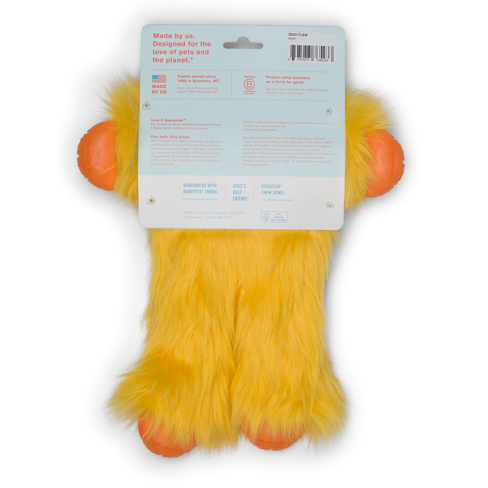 West Paw Rowdie Tough Plush Dog Toys Peet