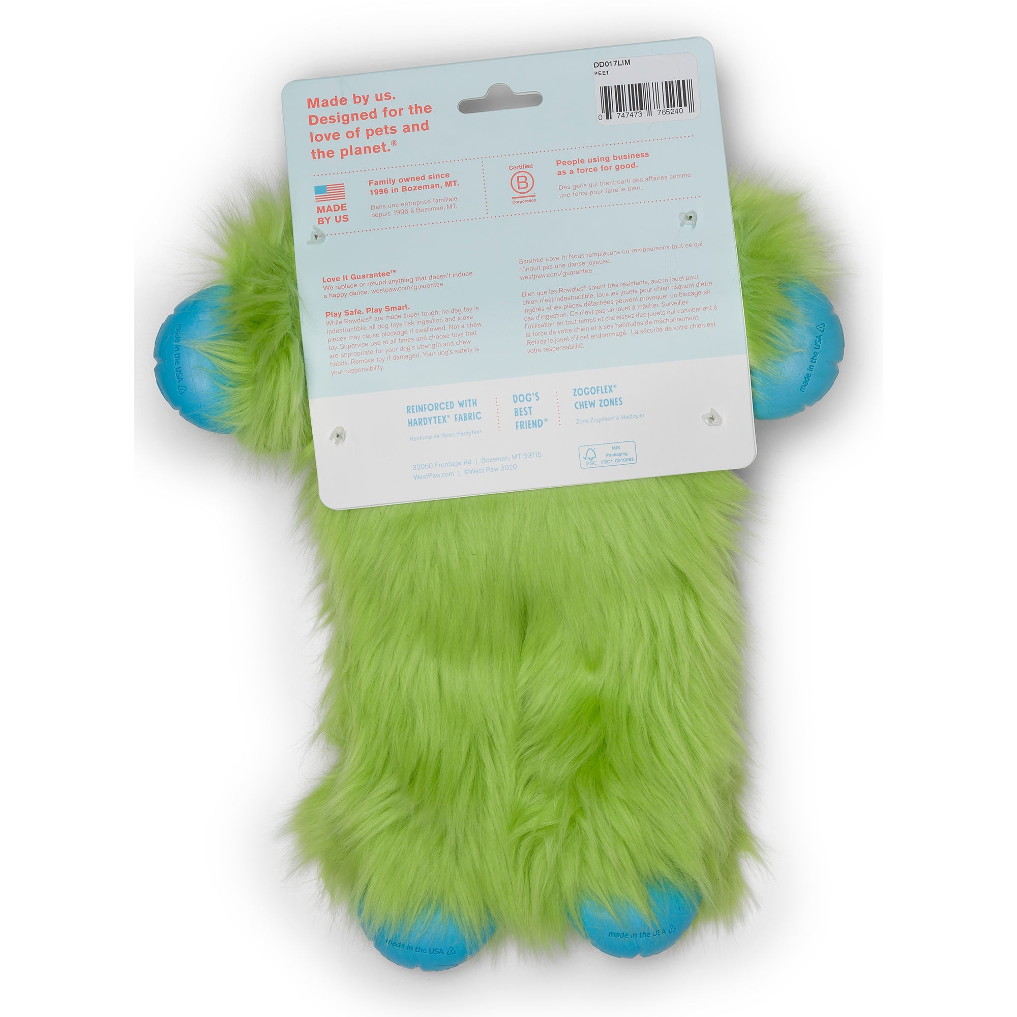 West Paw Rowdie Tough Plush Dog Toys Peet