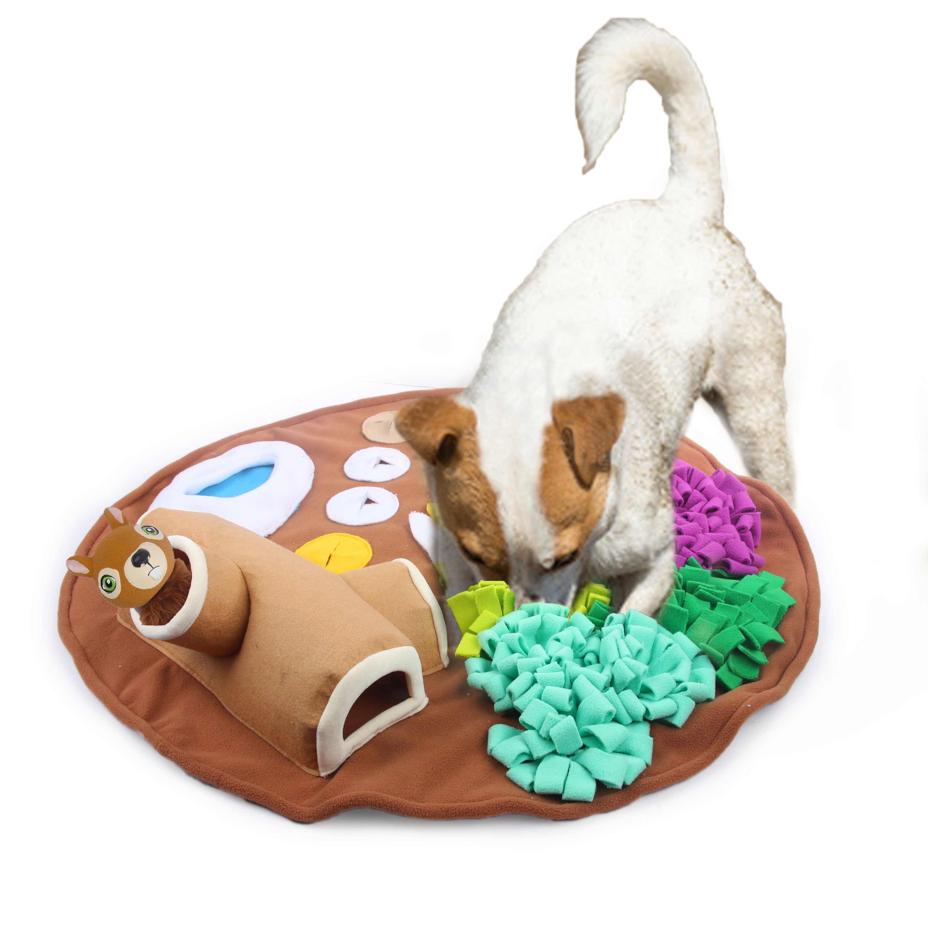 All for Paws AFP Dog Dig It Play & Treat Round Fluffy Mat with Squirrel Toy