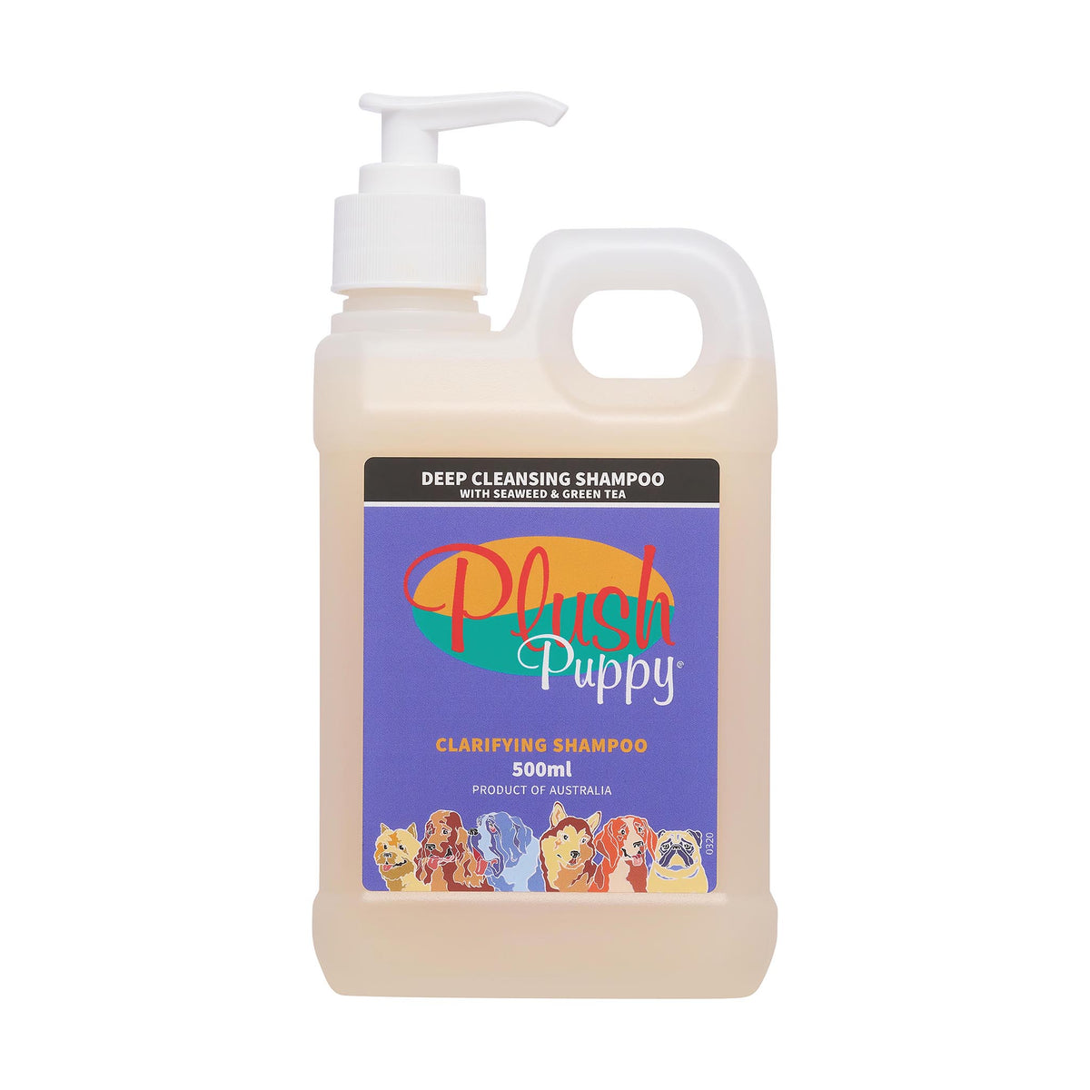 Plush Puppy Deep Cleansing Shampoo 500ml – front of pump bottle