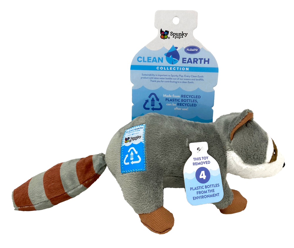 Spunky Pup Dog Toy Clean Earth Recycled Plush Racoon