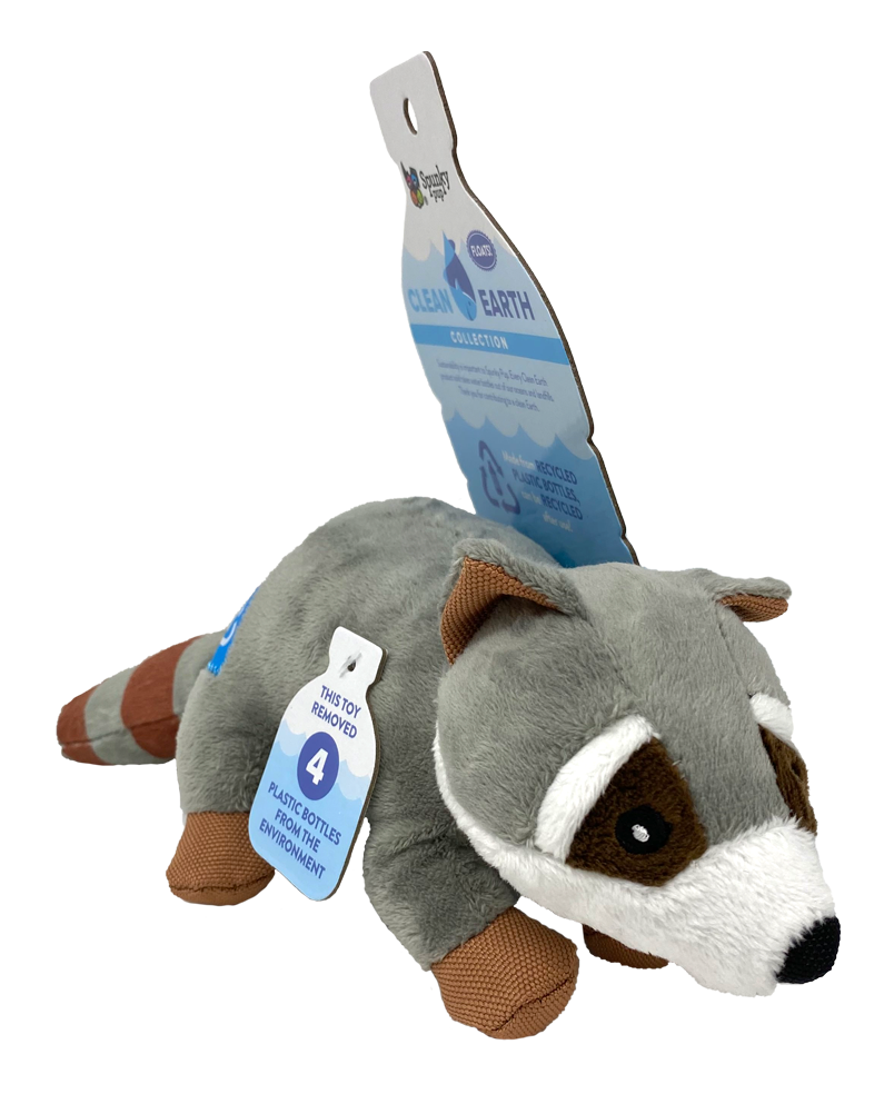 Spunky Pup Dog Toy Clean Earth Recycled Plush Racoon