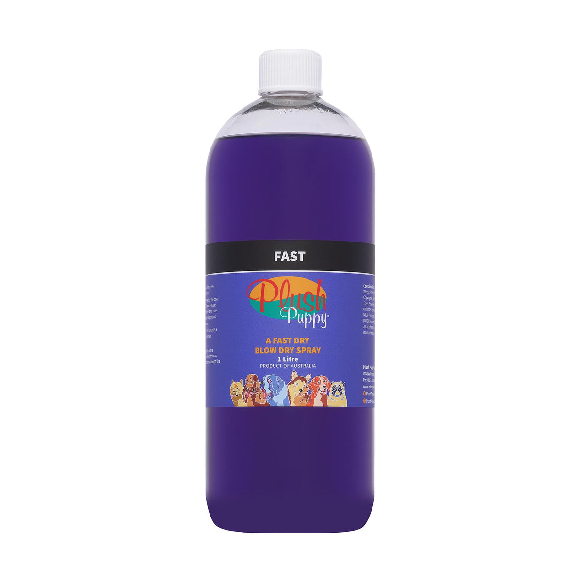 Plush Puppy FAST Blow Dry Spray 1 Litre – front of bottle