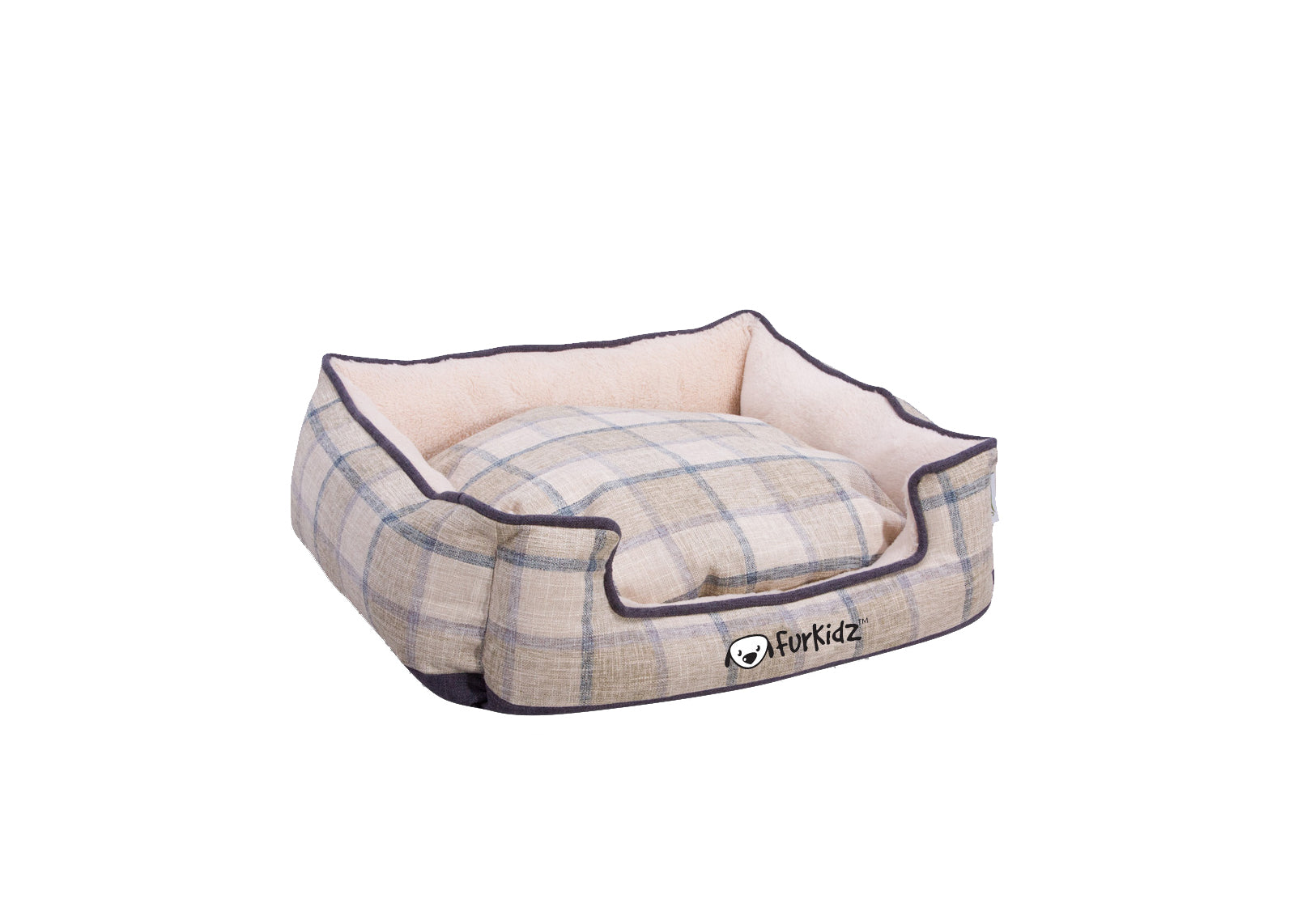 FurKidz Pet Beds Linen Double Colour Beige/Blue