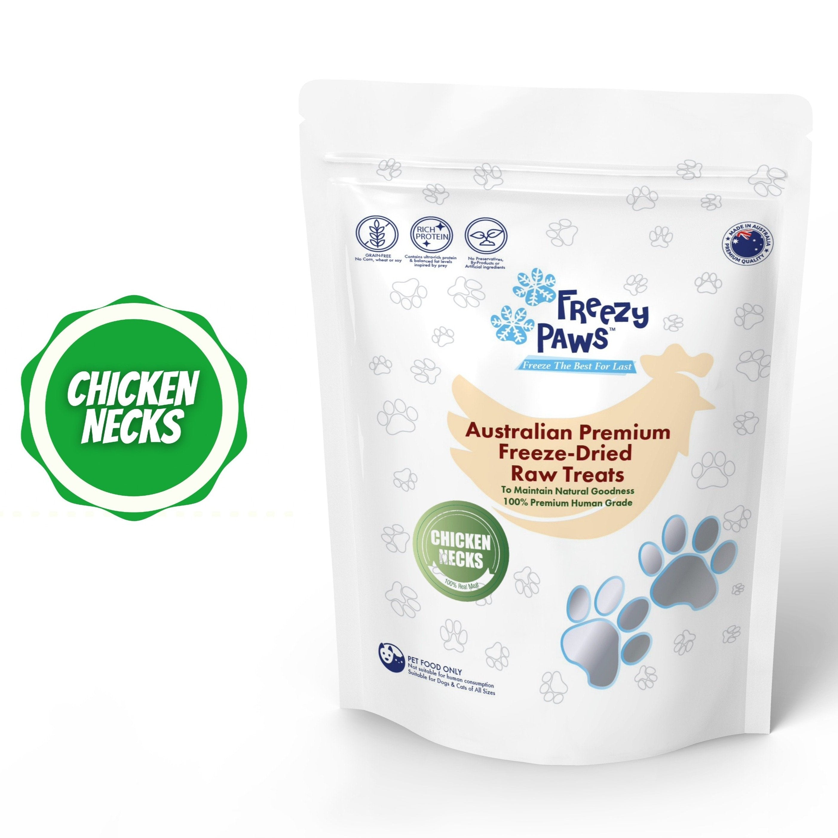 Freezy Paws Freeze Dried Chicken Neck Pet Treats for Cats & Dogs 100g | PeekAPaw Pet Supplies