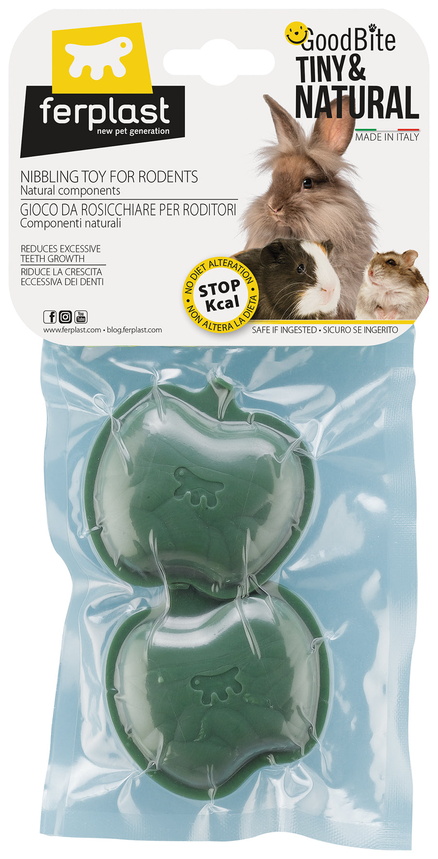Ferplast Goodbite Tiny & Natural Apple Bag Toy for Rodents 2 Pieces
